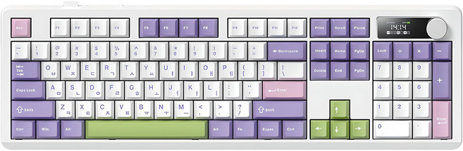 프리플로우 아콘 104키 노브 LCD 풀배열 유무선 기계식 키보드 저소음 눈송이, 마카롱, AK74, 저소음 눈송이축