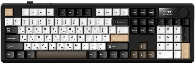 프리플로우 아콘 104키 노브 LCD 풀배열 유무선 기계식 키보드, 마에스트로, AK74, 세이야축