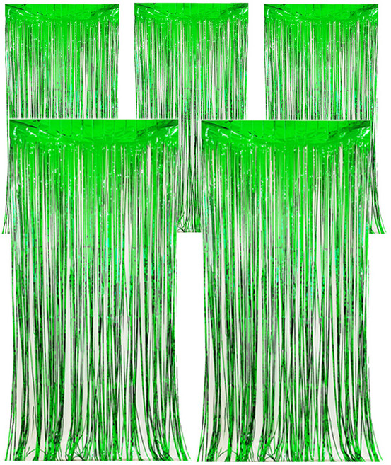 코히모 파티 장식 커튼 5W0328, 5개, 그린