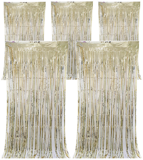 코히모 파티 장식 커튼 5W0328, 5개, 샴페인골드