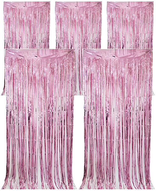 코히모 파티 장식 커튼 5W0328, 5개, 핑크