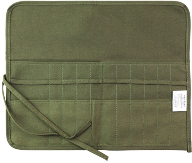 플로우코드 미술 붓 브러쉬 롤업 파우치 카키, 1개