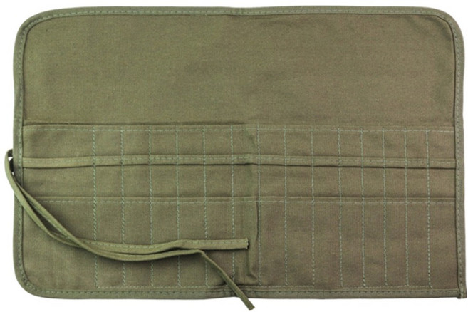 플로우코드 미술 붓 브러쉬 롤업 파우치 카키, 1개