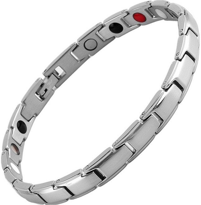 솔솔담다 자석 팔찌 실버 광동 도금 보색 22cm, 1개