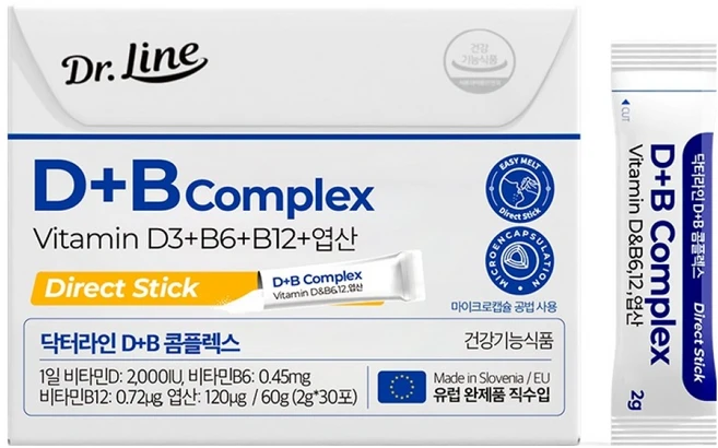닥터라인 비타민D 비타민B 콤플렉스 다이렉트 비타민, 60g, 1개 - 쿠팡