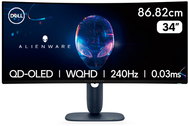 델 WQHD QD-OLED 240Hz 0.03ms 에일리언웨어 게이밍 모니터, 86.82cm, AW3425DW