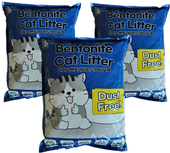 마마쇼 벤토나이트 고양이모래, 10L, 3개, 쟈스민향
