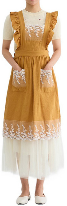 엘쏘 꽃 레이스 공주 원피스 프릴 앞치마 FREE, 오렌지, 1개