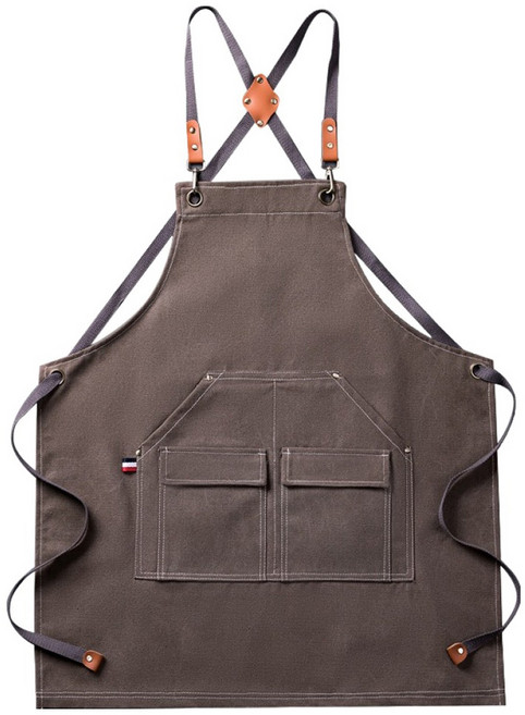 뷰레이터닷컴 라벨르 두꺼운 데님 캔버스 생활방수 고급 앞치마, 그레이, 1개