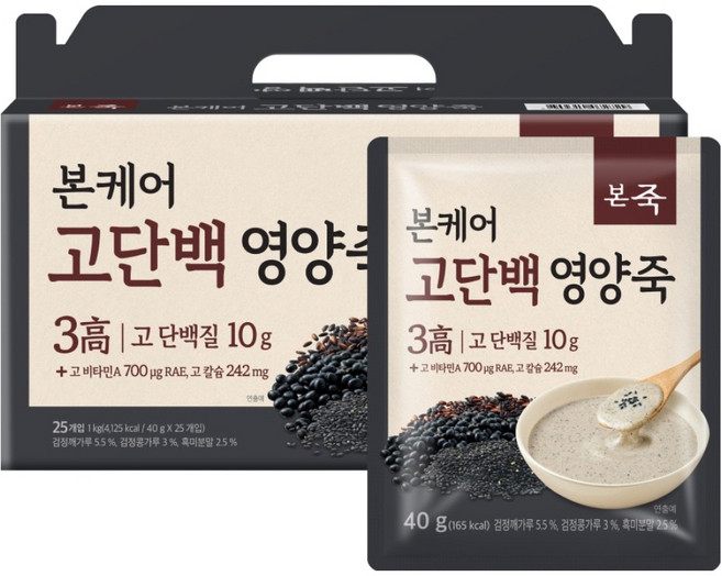 본죽 본케어 고단백 영양죽, 25개, 40g