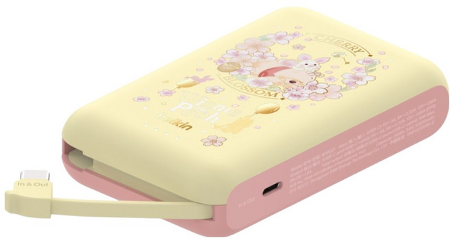 벨킨 일체형 케이블 보조배터리 20W 10000mAh C타입, BPB021qcWP-DY, 디즈니 곰돌이 푸