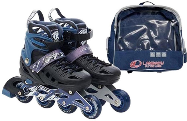 랜드웨이 아동용 모션 인라인 스케이트 + 인라인 가방 세트, 블랙, 1세트