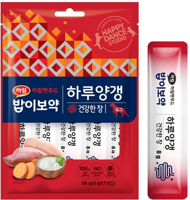하림펫푸드밥이보약 강아지 밥이보약 하루양갱 젤리 7p, 건강한 장, 56g, 1개