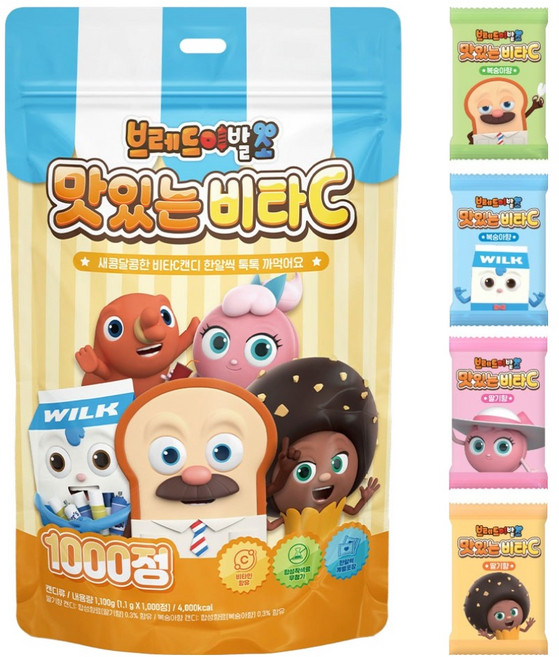 아텍스 브레드이발소 맛있는 비타C 1000정, 혼합맛(딸기향/복숭아향), 1100g, 1개