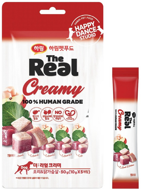 하림펫푸드 강아지 더리얼 크리미 짜먹는 간식, 혼합맛(오리/닭가슴살), 50g, 1개