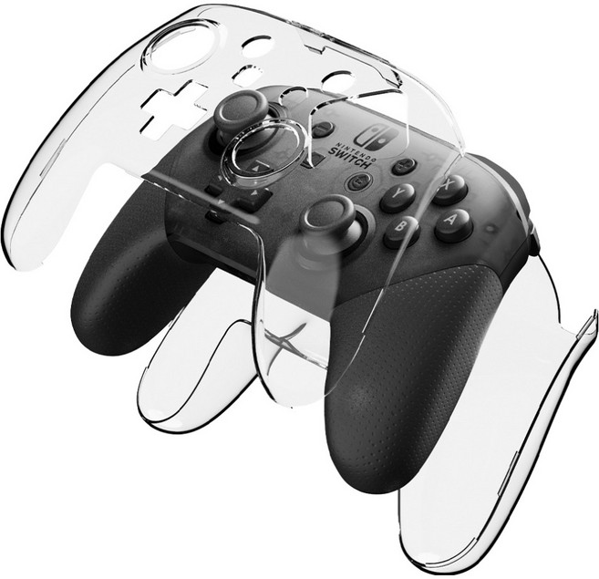 스페이스쉴드 닌텐도스위치 프로 컨트롤러 호환 프로콘 퓨어 그립 클리어 PC 커버 투명 케이스 세트, 1세트