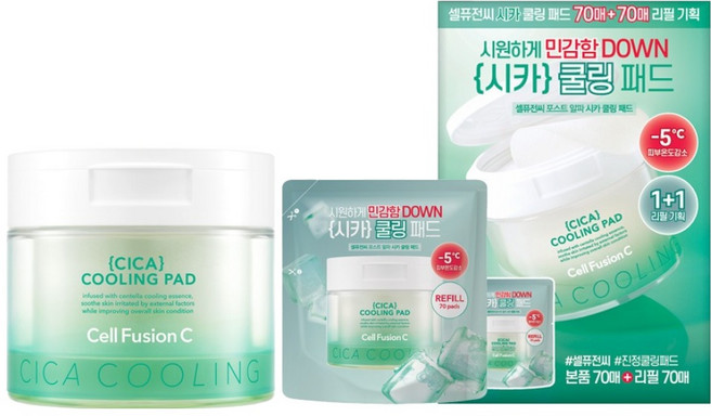 셀퓨전씨 포스트 알파 시카 쿨링 패드 + 리필 70p 세트, 70매입, 1세트