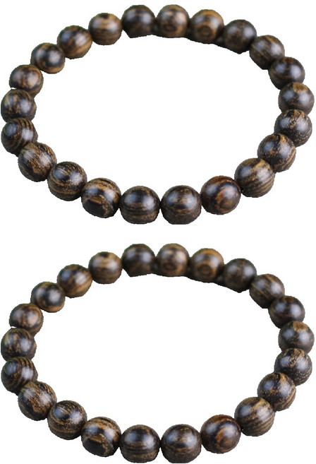 Misoroun 圓珠風格念珠手鍊 8mm, 2個, 豹紋檀木