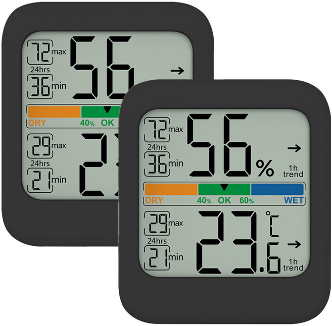브루마 디지털 온습도계 BT12, 2개, 블랙