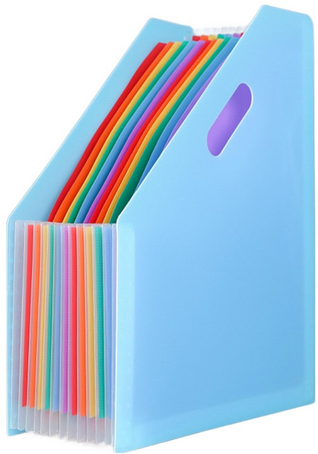오피스코어 레인보우 아코디언 오르간 스탠딩 파일 A4, 블루, 1개