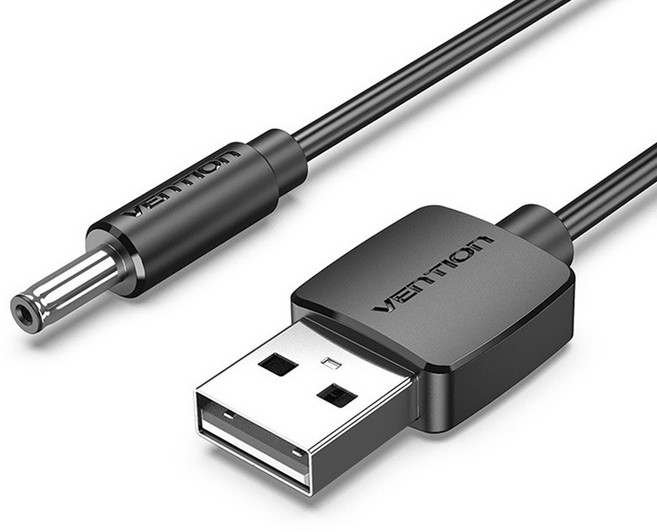 벤션 A타입-DC 3.5mm 다용도 USB 충전케이블, 0.5m, 블랙, 1개