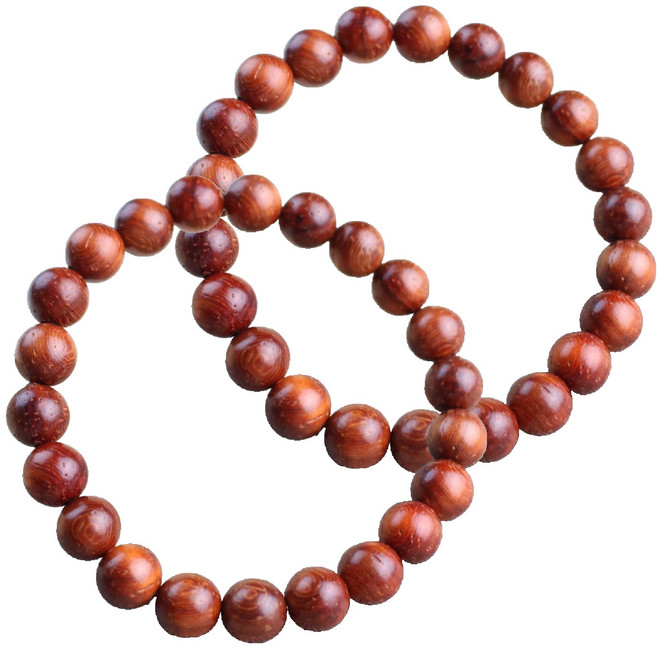 Misoroun 圓珠風格念珠手鍊 8mm, 2個, 紅木