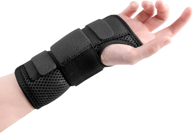 에브리바노 알루미늄 판 지지대 통기성 고정 손목 보호대 검정색 오른손, 1개