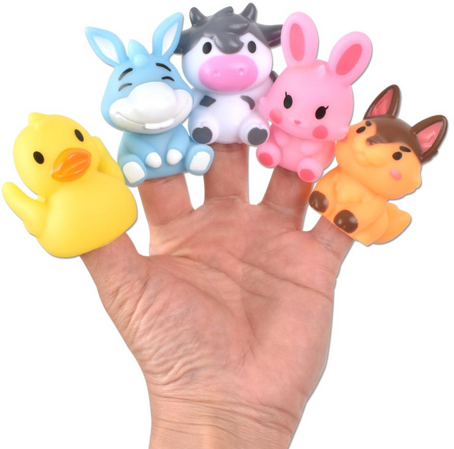 오즈토이 러버 손가락 인형 목욕놀이 SQ22002-3 가축A, 5종, 1세트
