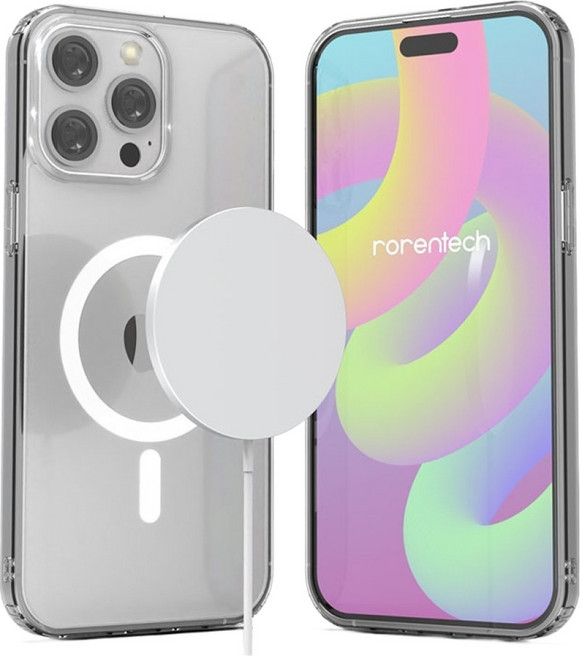 rorentech 透明 MagSafe 手機殼 + 邊框鏡頭保護鋼化玻璃膜套組