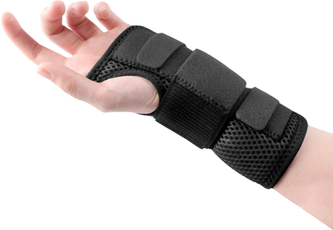 에브리바노 알루미늄 판 지지대 통기성 고정 손목 보호대 검정색 왼손, 1개