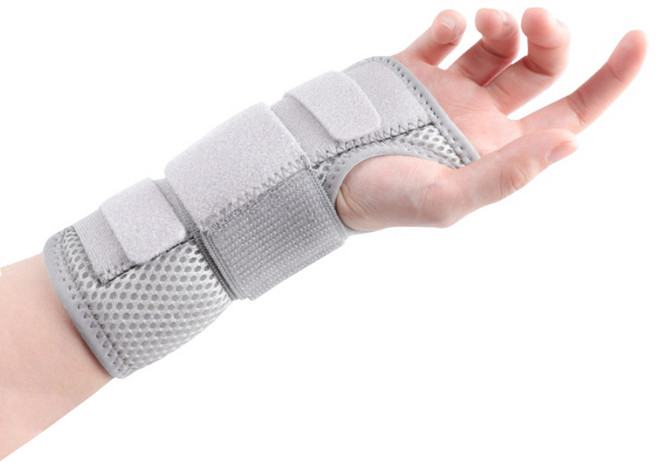 에브리바노 알루미늄 판 지지대 통기성 고정 손목 보호대 회색 오른손, 1개
