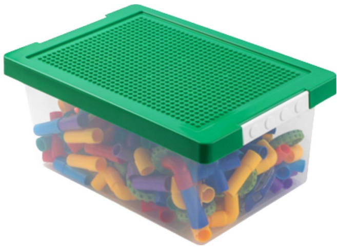 마코제이 유아용 레고 장난감 정리함, 그린, 1개