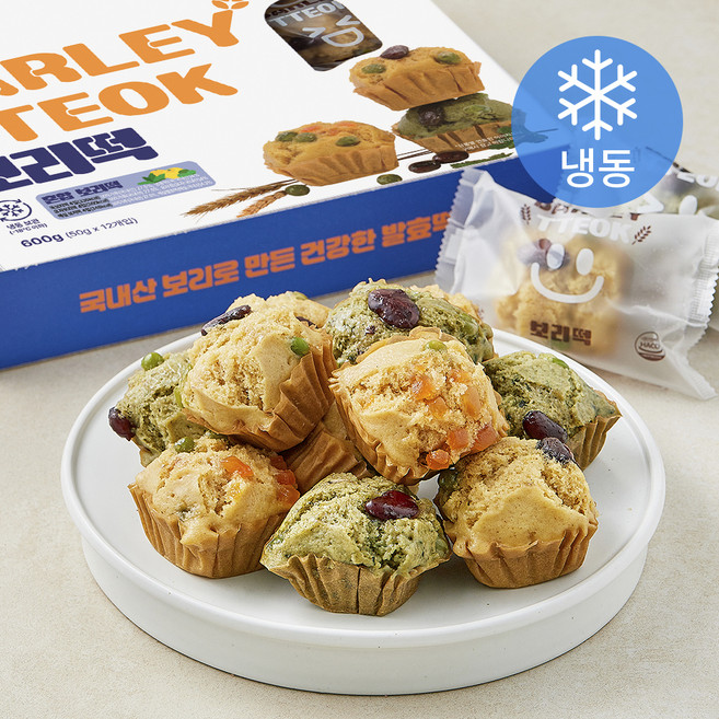 웰빙마루 국내산 보리 혼합 보리떡 매실 쑥 유자 세트 (냉동), 50g, 12개입, 1세트