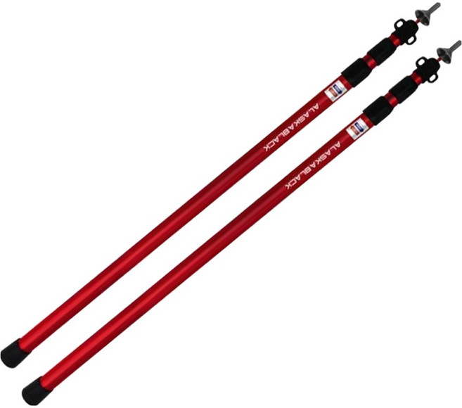 알래스카블랙 슬라이드 알루미늄 길이조절 가변 3단 폴대 레드, 2개