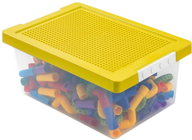 마코제이 유아용 레고 장난감 정리함, 옐로우, 1개
