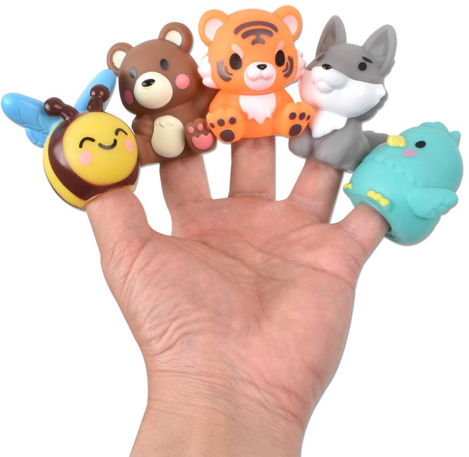 오즈토이 러버 손가락 인형 목욕놀이 SQ22002-5 동물A, 1세트, 5종