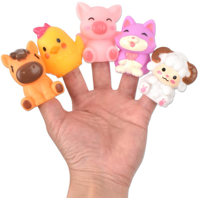 오즈토이 러버 손가락 인형 목욕놀이 SQ22002-4 가축B, 5종, 1세트