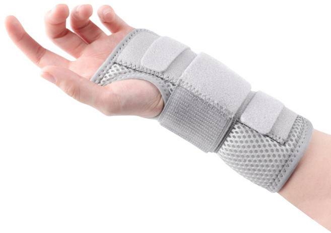 에브리바노 알루미늄 판 지지대 통기성 고정 손목 보호대 회색 왼손, 1개