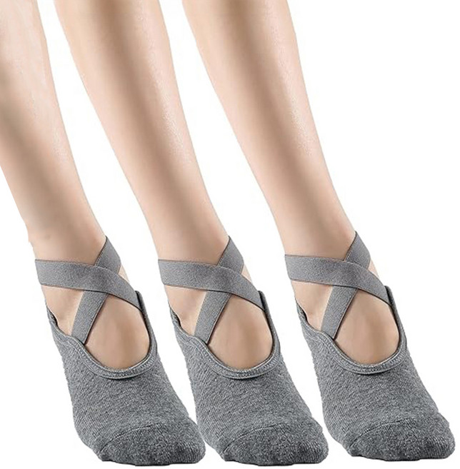 AHOYE 綁帶防滑瑜珈襪3件組
