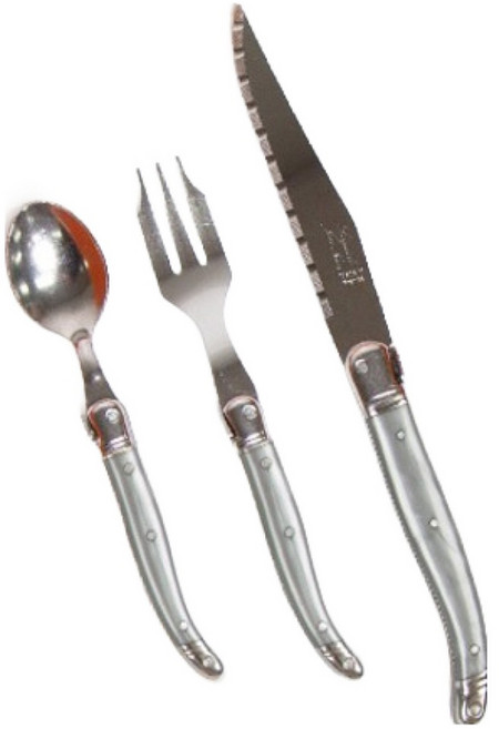 라귀올 장네론 라귀올 커트러리 케이크 선물 세트, 메탈실버, 1세트, 스푼 + 포크 + 나이프 + 선물박스