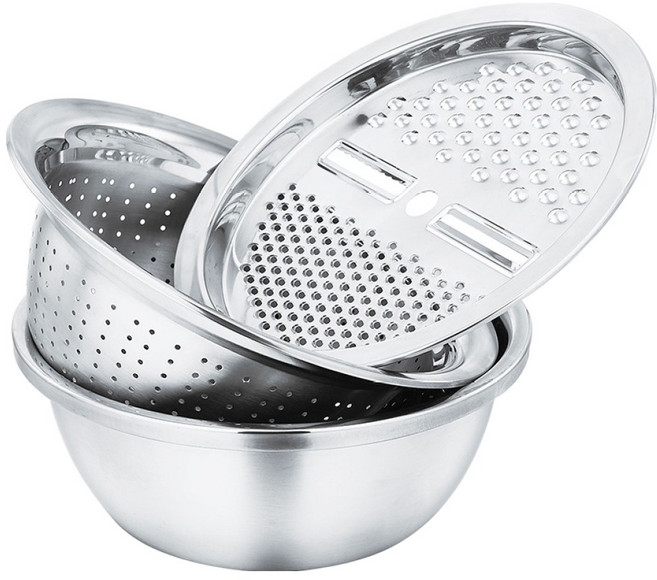 아이젠베르그 3 in 1 스테인레스 멀티볼 3종 세트, 채칼 + 타공볼 + 믹싱볼, 1세트