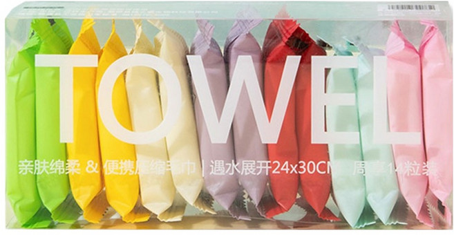 일회용 휴대용 압축 포장 세안타월 14p, 화이트, 1개