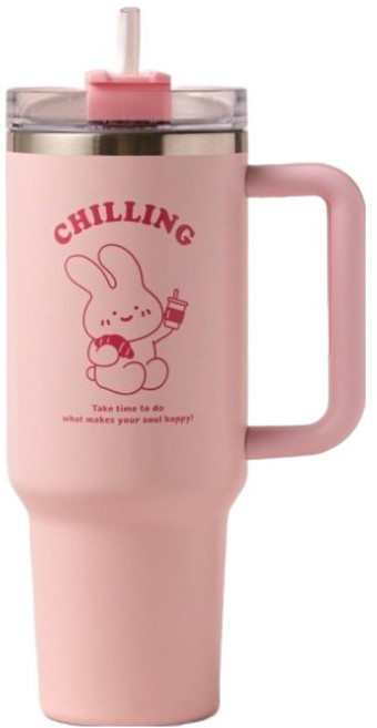 버터 큐티뽀짝 스크래빗 스테인리스 빅 텀블러, 핑크, 1.15L, 1개