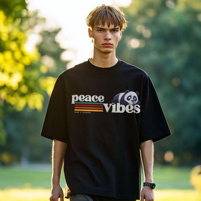 원헌드레드퍼센트 xGOODD 피스바이브 세미오버 반팔 티셔츠