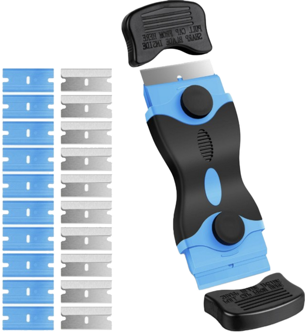 요모픽 다용도 양날 스크래퍼 + 리필용 쇠날 10p + 플라스틱날 10p 세트 블루, 1세트