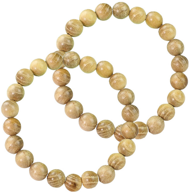 Misoroun 圓珠風格念珠手鍊 8mm, 2個, 白檀白木