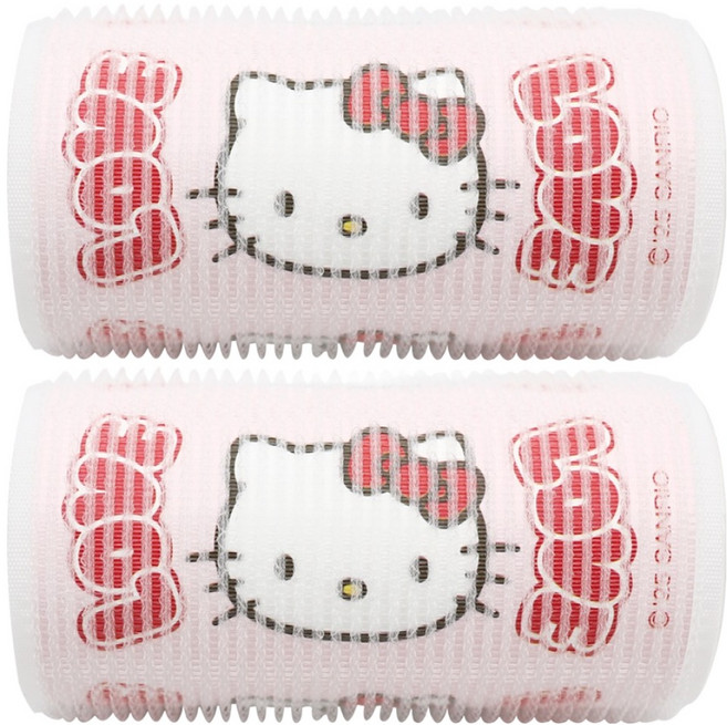 산리오 캐릭터즈 헬로키티 러브 헤어롤 대, 2개, 핑크