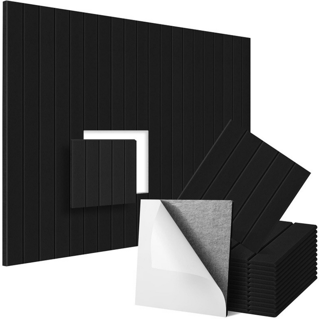 Nalli Sisters 自黏式隔音防音吸音板 30cm x 30cm x 9mm, 黑色, 12個