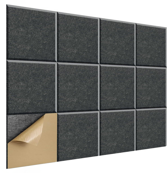 난리시스터즈 접착식 벽 천장 현관문 방음 흡음재 30cm x 30cm x 9mm, 12개, 차콜