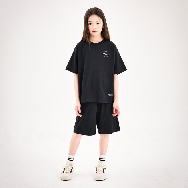 젤리스튜디오 아동용 통기성 심플 이지 반팔 상하복 세트